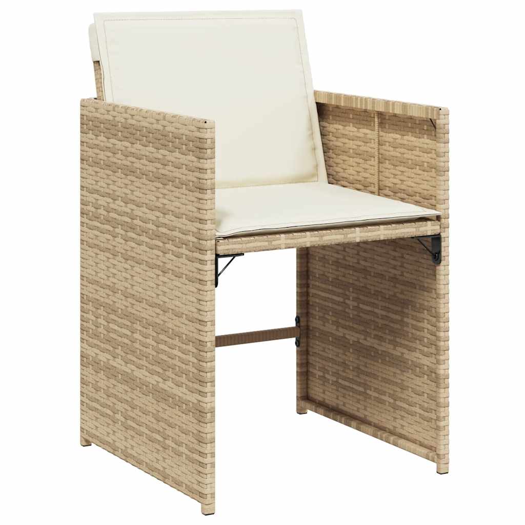vidaXL 9 Piece Garden Dining Set with Cushions Beige Poly Rattan 5