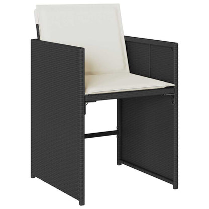 vidaXL 11 Piece Garden Dining Set with Cushions Black Poly Rattan 5