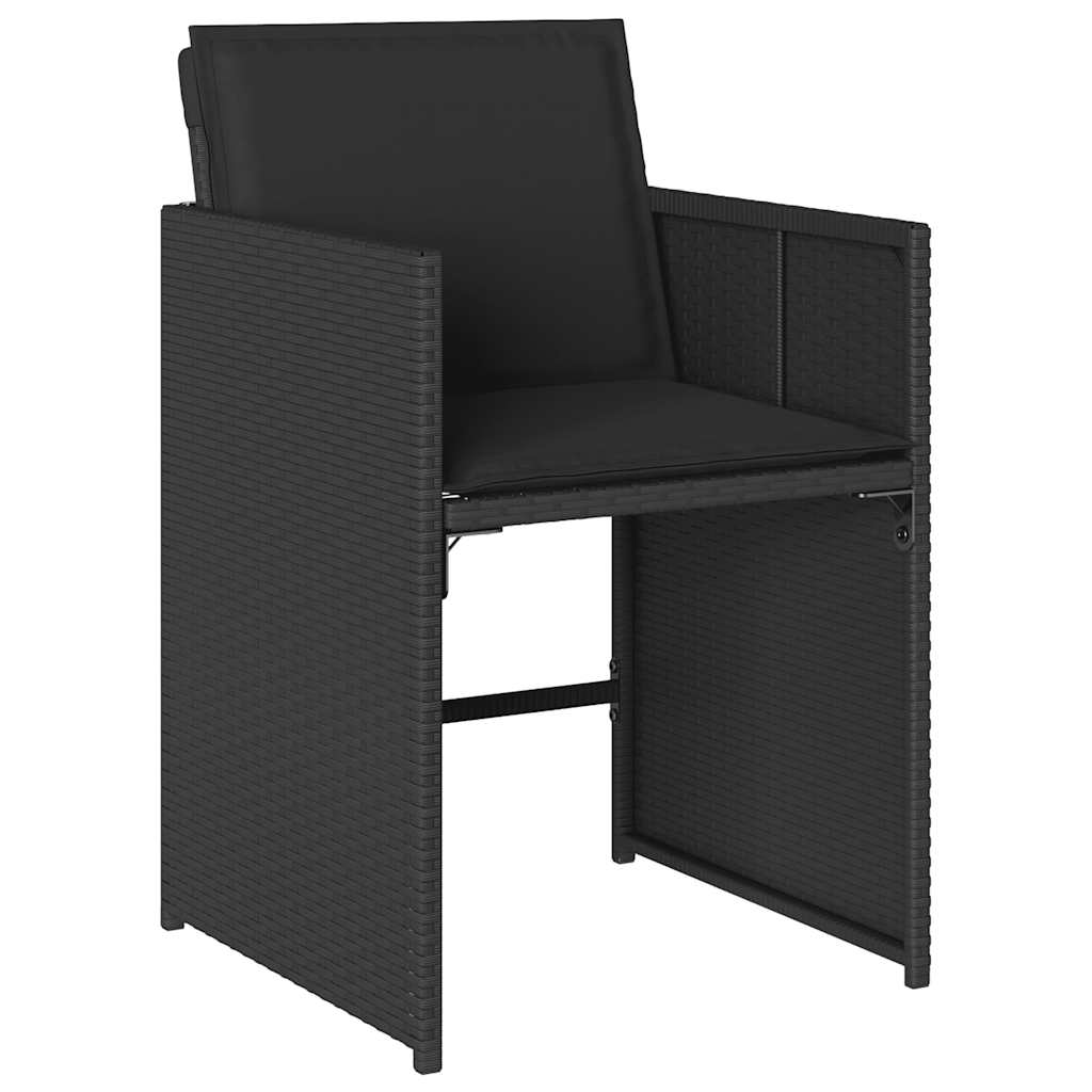 vidaXL 11 Piece Garden Dining Set with Cushions Black Poly Rattan 5