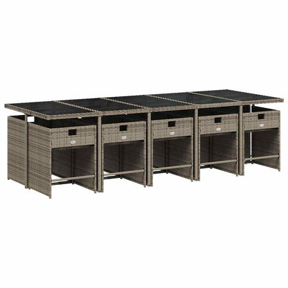 vidaXL 11 Piece Garden Dining Set with Cushions Grey Poly Rattan 3
