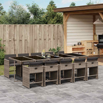 vidaXL 11 Piece Garden Dining Set with Cushions Grey Poly Rattan 1