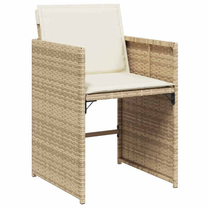 vidaXL 11 Piece Garden Dining Set with Cushions Beige Poly Rattan 5