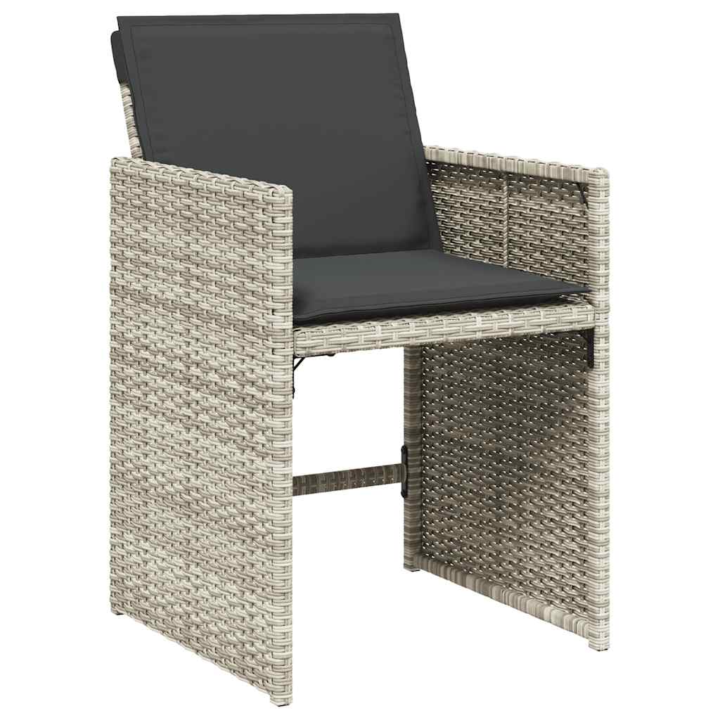 vidaXL 11 Piece Garden Dining Set with Cushions Light Grey Poly Rattan 5