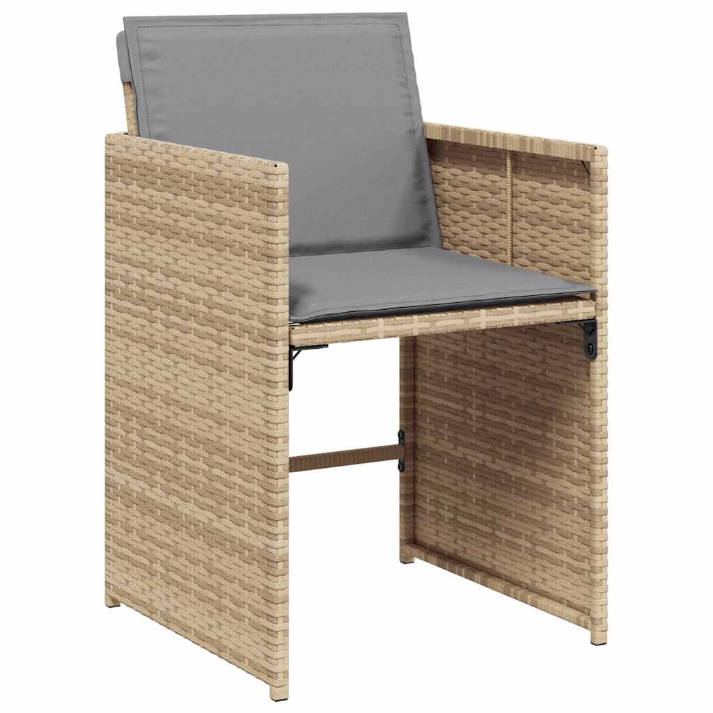 vidaXL 11 Piece Garden Dining Set with Cushions Mix Beige Poly Rattan 5