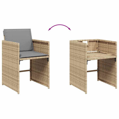 vidaXL 11 Piece Garden Dining Set with Cushions Mix Beige Poly Rattan 6
