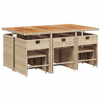vidaXL 11 Piece Garden Dining Set with Cushions Beige Poly Rattan 4