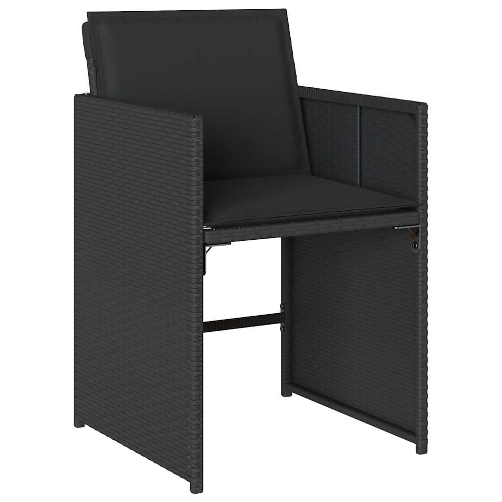 vidaXL 13 Piece Garden Dining Set with Cushions Black Poly Rattan 5