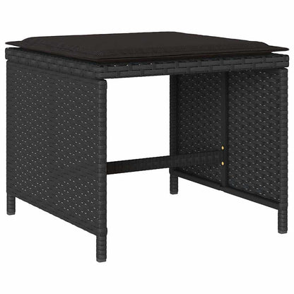 vidaXL 13 Piece Garden Dining Set with Cushions Black Poly Rattan 6
