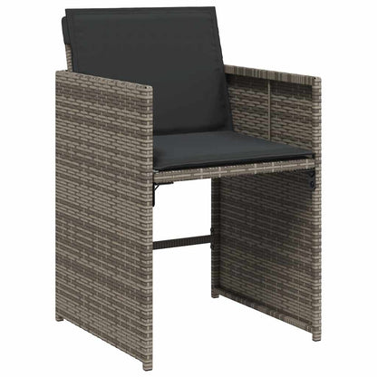 vidaXL 13 Piece Garden Dining Set with Cushions Grey Poly Rattan 5