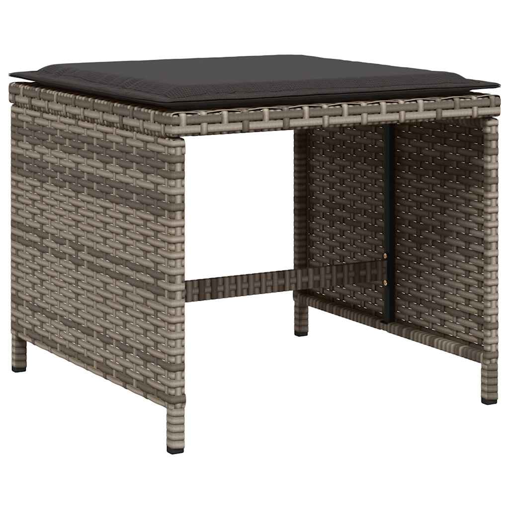 vidaXL 13 Piece Garden Dining Set with Cushions Grey Poly Rattan 6