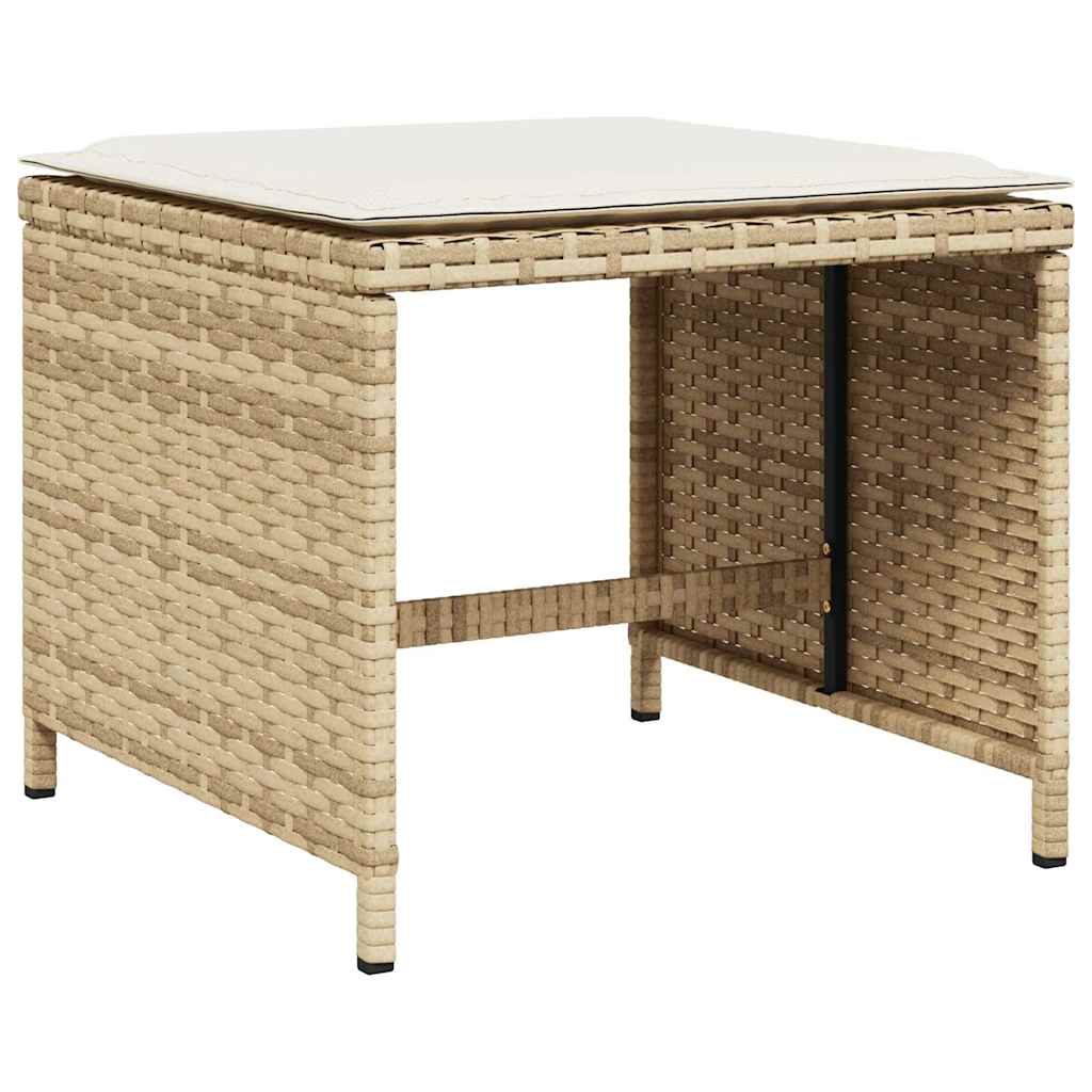 vidaXL 13 Piece Garden Dining Set with Cushions Beige Poly Rattan 6