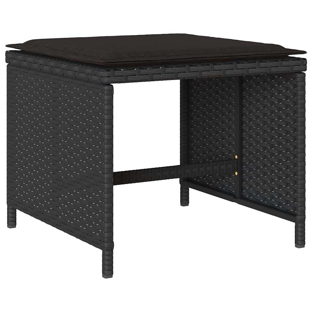 vidaXL 15 Piece Garden Dining Set with Cushions Black Poly Rattan 6
