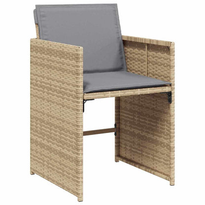 vidaXL 15 Piece Garden Dining Set with Cushions Mix Beige Poly Rattan 5