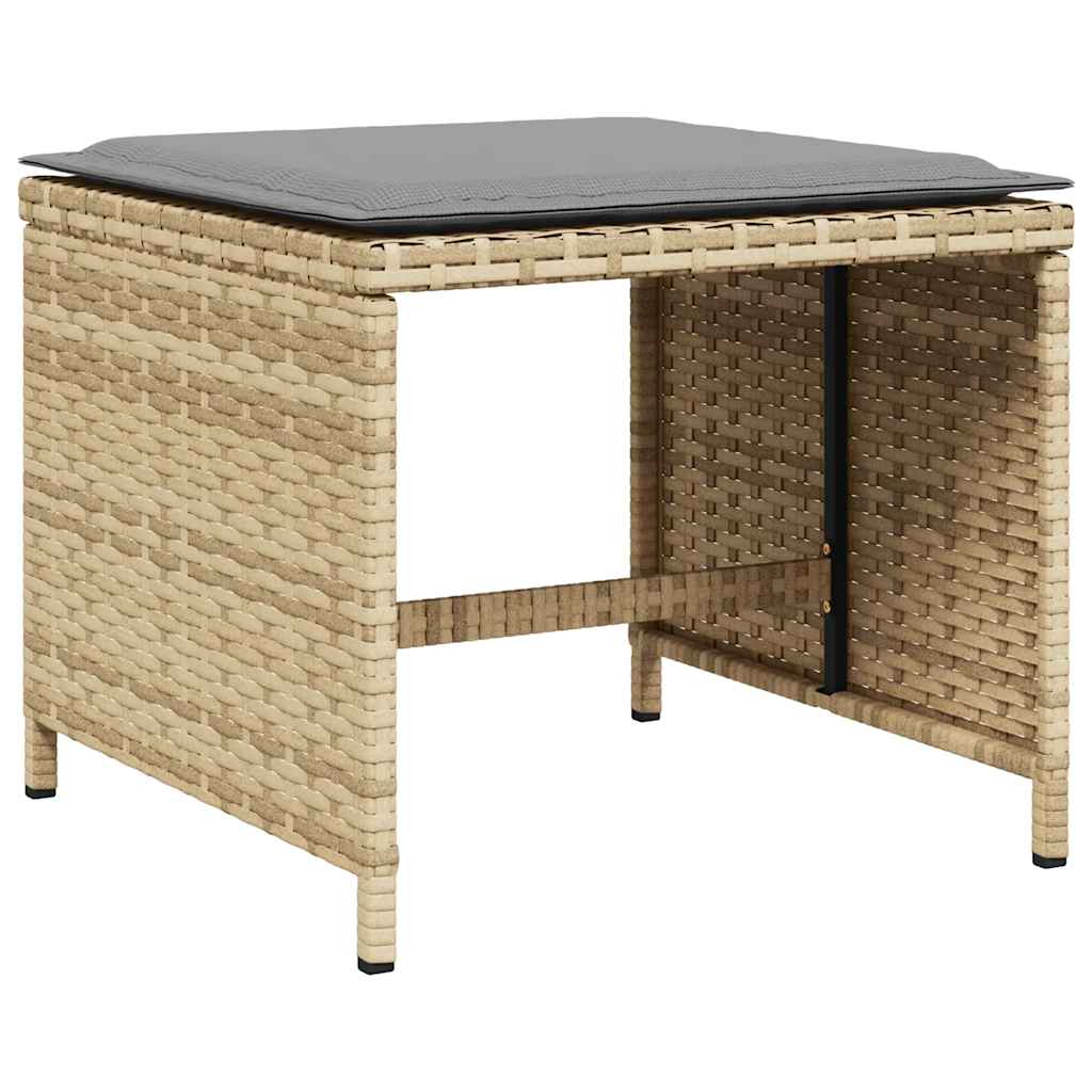 vidaXL 15 Piece Garden Dining Set with Cushions Mix Beige Poly Rattan 6