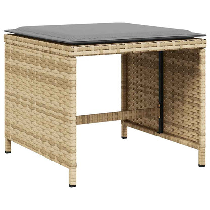 vidaXL 15 Piece Garden Dining Set with Cushions Mix Beige Poly Rattan 6