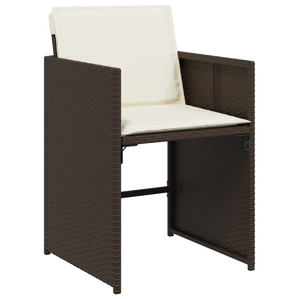 vidaXL 17 Piece Garden Dining Set with Cushions Brown Poly Rattan 5
