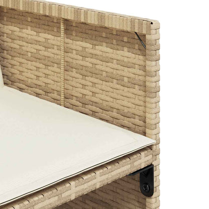 vidaXL 11 Piece Garden Dining Set with Cushions Beige Poly Rattan 6
