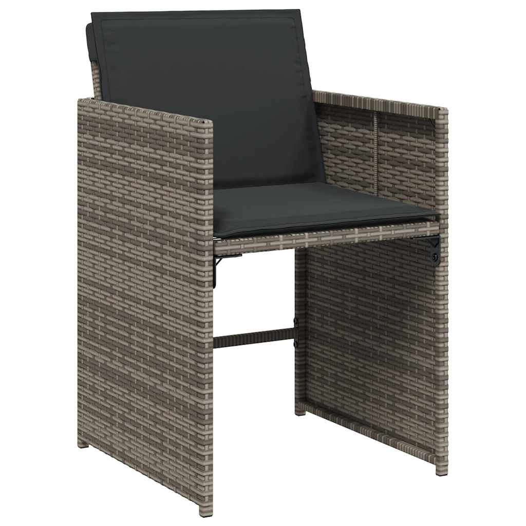 vidaXL 11 Piece Garden Dining Set with Cushions Grey Poly Rattan 4