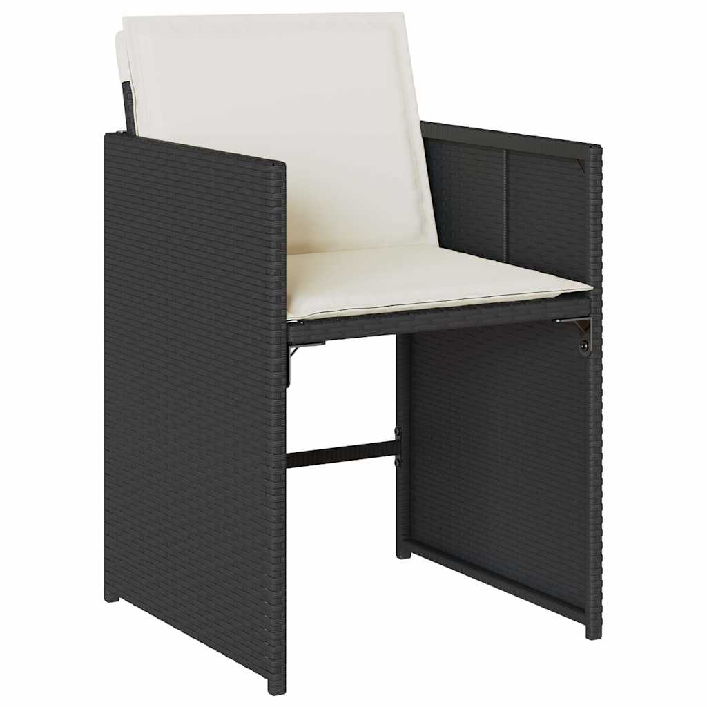 vidaXL 13 Piece Garden Dining Set with Cushions Black Poly Rattan 3