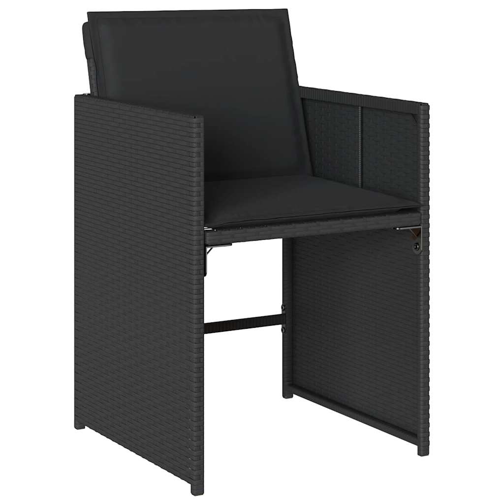 vidaXL 13 Piece Garden Dining Set with Cushions Black Poly Rattan 3
