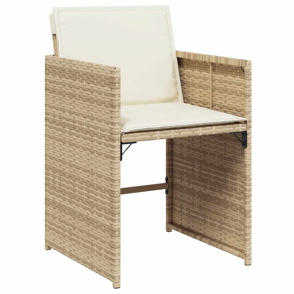 vidaXL 13 Piece Garden Dining Set with Cushions Beige Poly Rattan 4