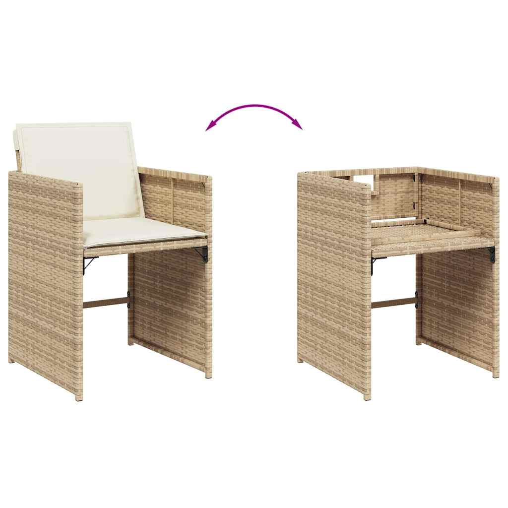 vidaXL 13 Piece Garden Dining Set with Cushions Beige Poly Rattan 5
