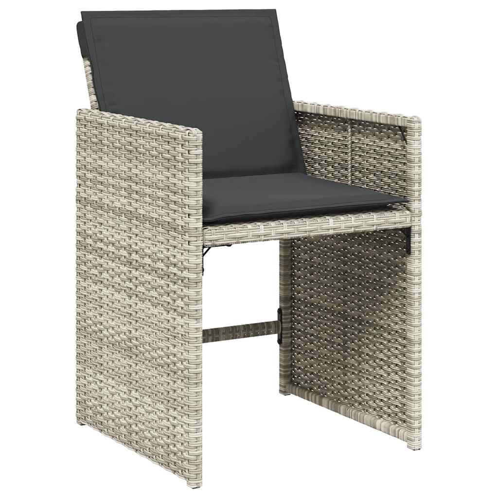 vidaXL 13 Piece Garden Dining Set with Cushions Light Grey Poly Rattan 4