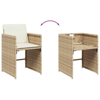 vidaXL 13 Piece Garden Dining Set with Cushions Beige Poly Rattan 5
