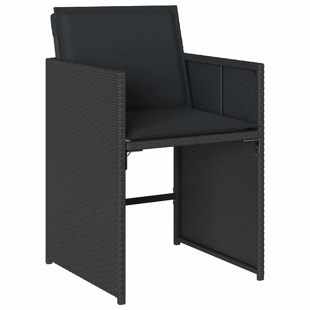 vidaXL 15 Piece Garden Dining Set with Cushions Black Poly Rattan 3