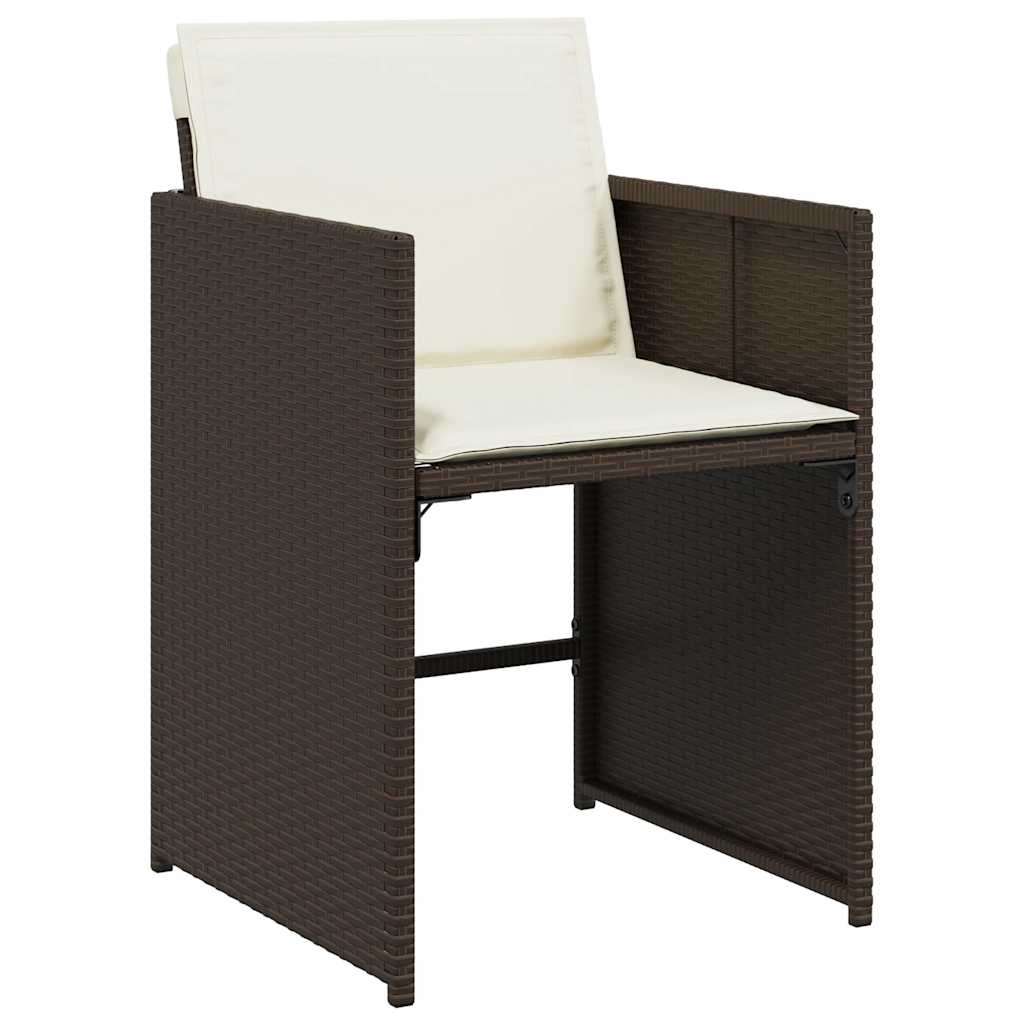 vidaXL 15 Piece Garden Dining Set with Cushions Brown Poly Rattan 3