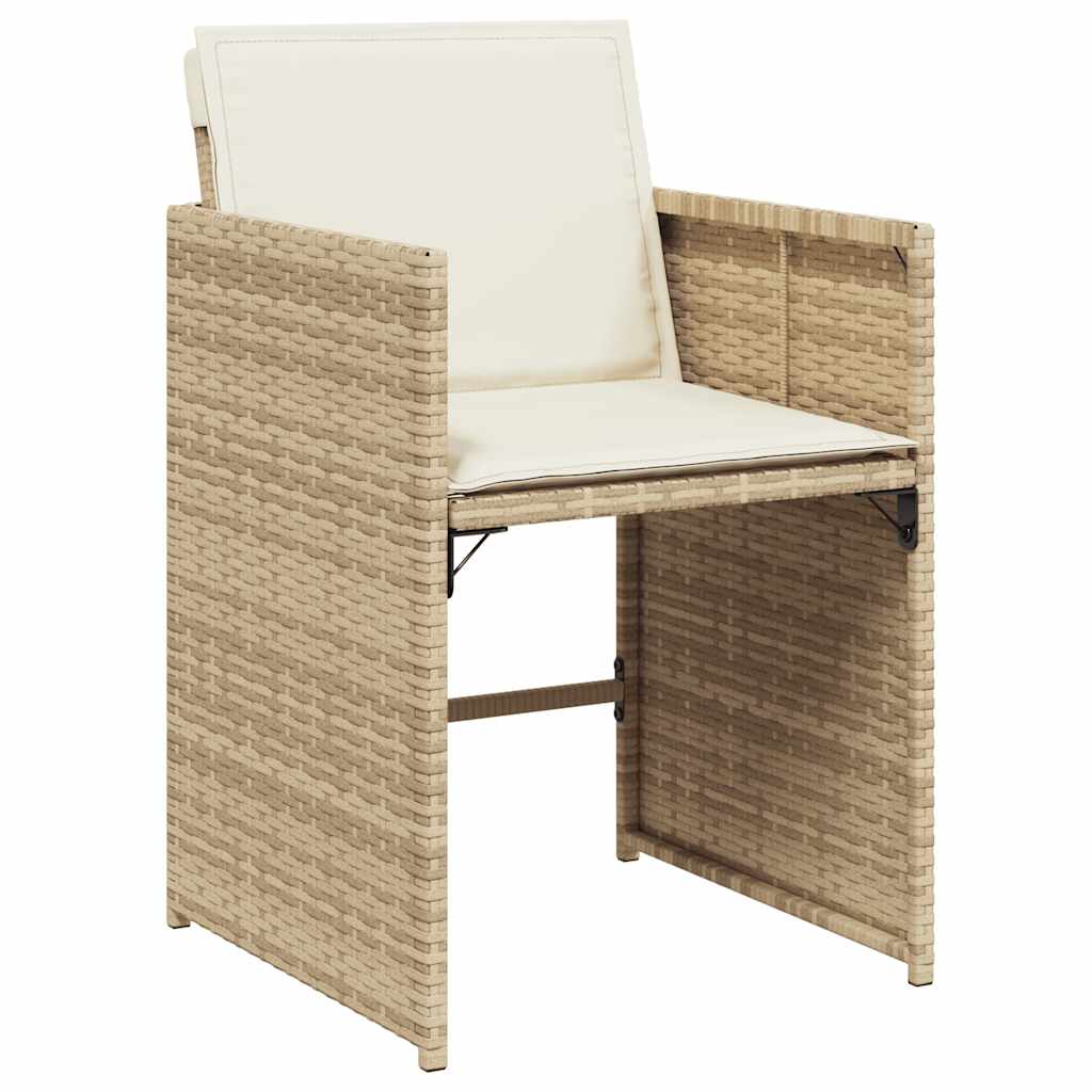 vidaXL 15 Piece Garden Dining Set with Cushions Beige Poly Rattan 4
