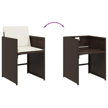 vidaXL 17 Piece Garden Dining Set with Cushions Brown Poly Rattan 5