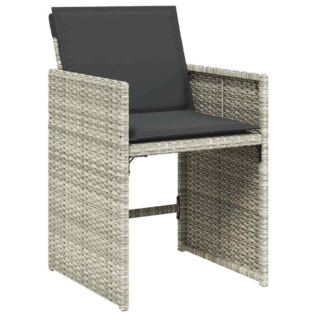 vidaXL 17 Piece Garden Dining Set with Cushions Light Grey Poly Rattan 4