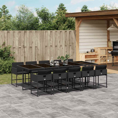 vidaXL 11 Piece Garden Dining Set with Cushions Poly Rattan Glass 10