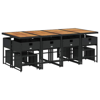 vidaXL 13 Piece Garden Dining Set with Cushions Black Poly Rattan 3
