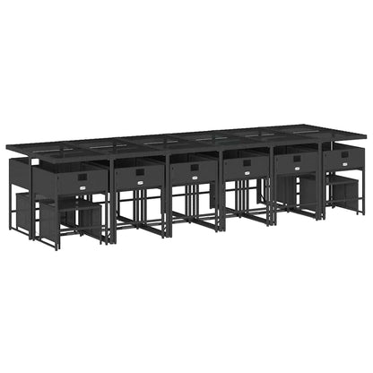 vidaXL 17 Piece Garden Dining Set with Cushions Black Poly Rattan 3