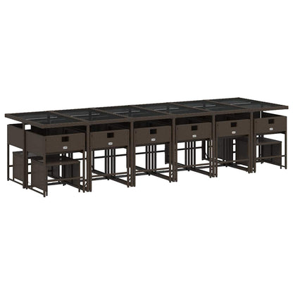 vidaXL 17 Piece Garden Dining Set with Cushions Brown Poly Rattan 3
