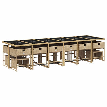 vidaXL 17 Piece Garden Dining Set with Cushions Beige Poly Rattan 3