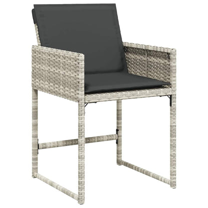 vidaXL 9 Piece Garden Dining Set with Cushions Light Grey Poly Rattan 3