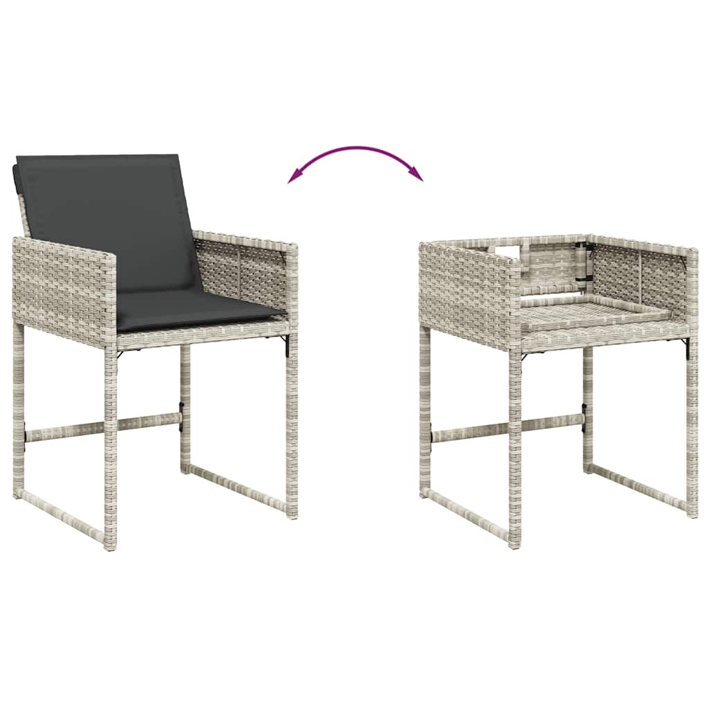vidaXL 9 Piece Garden Dining Set with Cushions Light Grey Poly Rattan 4