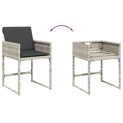 vidaXL 9 Piece Garden Dining Set with Cushions Light Grey Poly Rattan 4