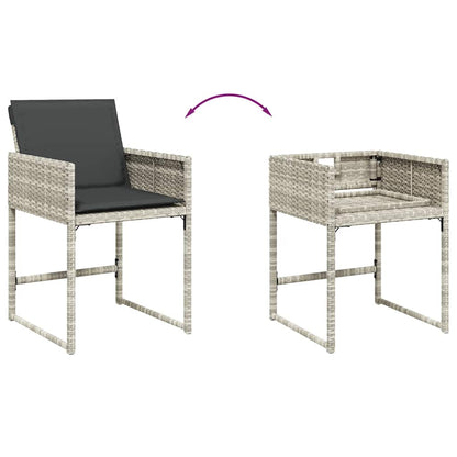 vidaXL 15 Piece Garden Dining Set with Cushions Light Grey Poly Rattan 4