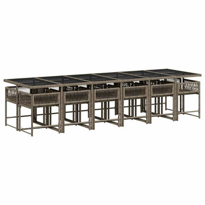 vidaXL 13 Piece Garden Dining Set with Cushions Grey Poly Rattan 3