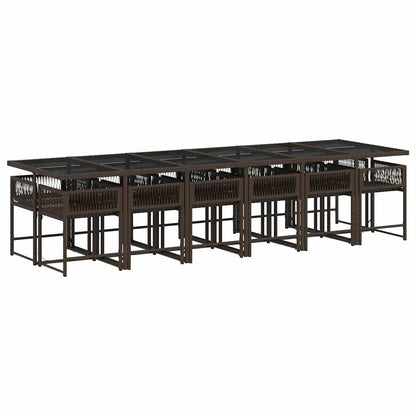vidaXL 13 Piece Garden Dining Set with Cushions Brown Poly Rattan 3