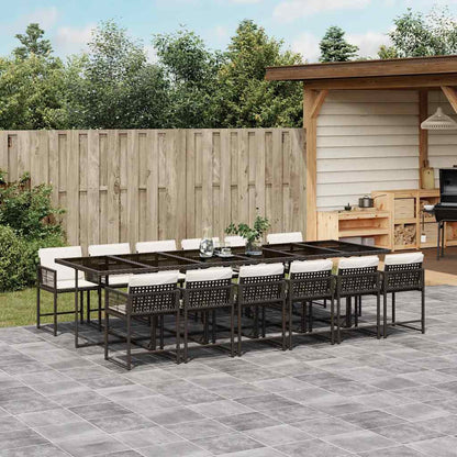 vidaXL 13 Piece Garden Dining Set with Cushions Brown Poly Rattan 1