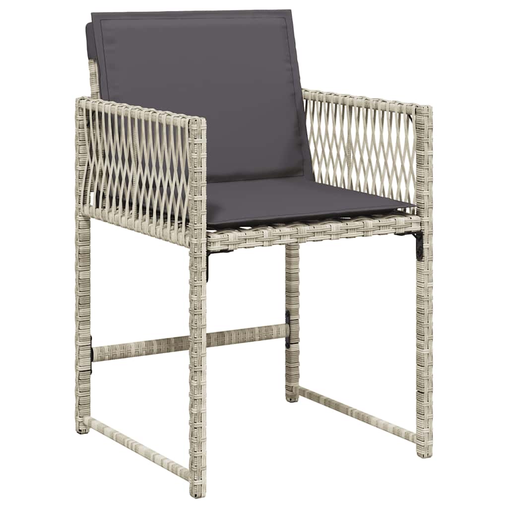 vidaXL 13 Piece Garden Dining Set with Cushions Light Grey Poly Rattan 5
