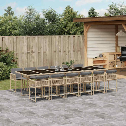 vidaXL 13 Piece Garden Dining Set with Cushions Mix Beige Poly Rattan 1