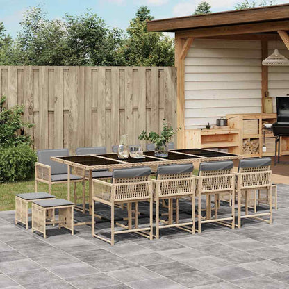 vidaXL 13 Piece Garden Dining Set with Cushions Mix Beige Poly Rattan 1