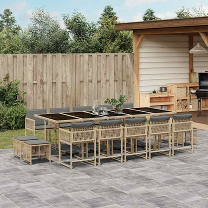 vidaXL 15 Piece Garden Dining Set with Cushions Mix Beige Poly Rattan 1