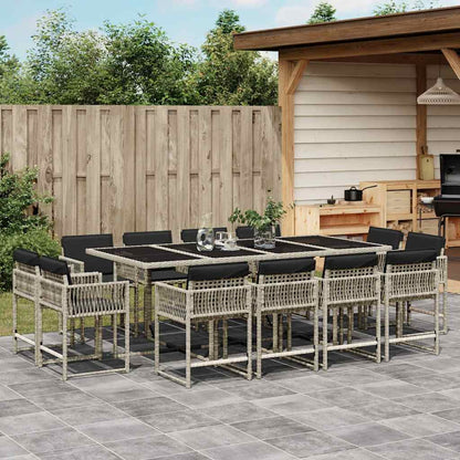 vidaXL 13 Piece Garden Dining Set with Cushions Light Grey Poly Rattan 1